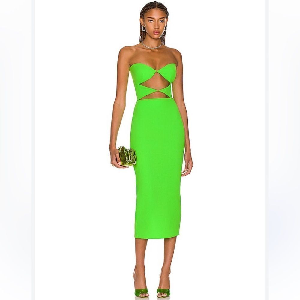 ALEX PERRY Hale Cut Out MIDI Dress Apple Green Size US 6/UK 10